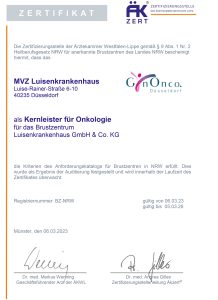 2023-03-23-Zertifikat-Kernleister-Vers Zertifikat BrustzentrumDuessekdorf Onkologie